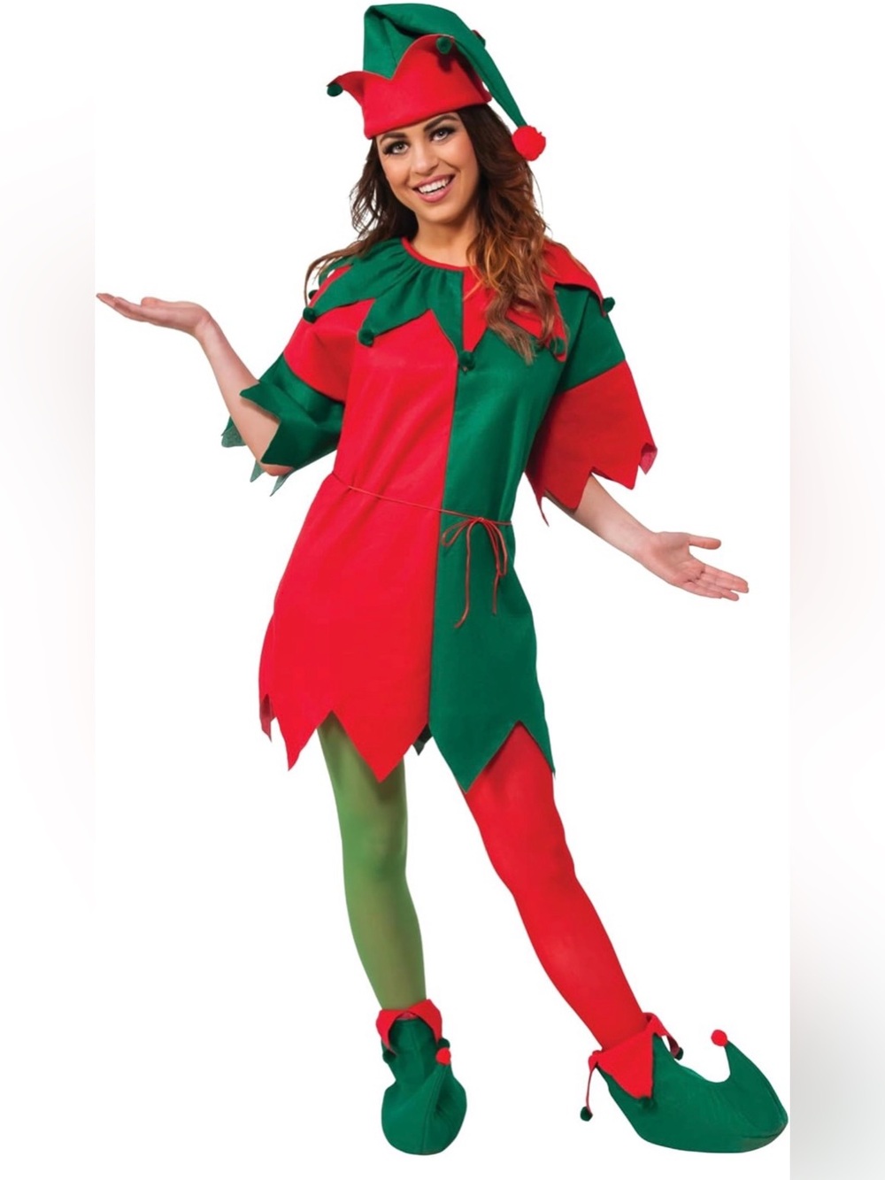 Red and Green Elf Costume -